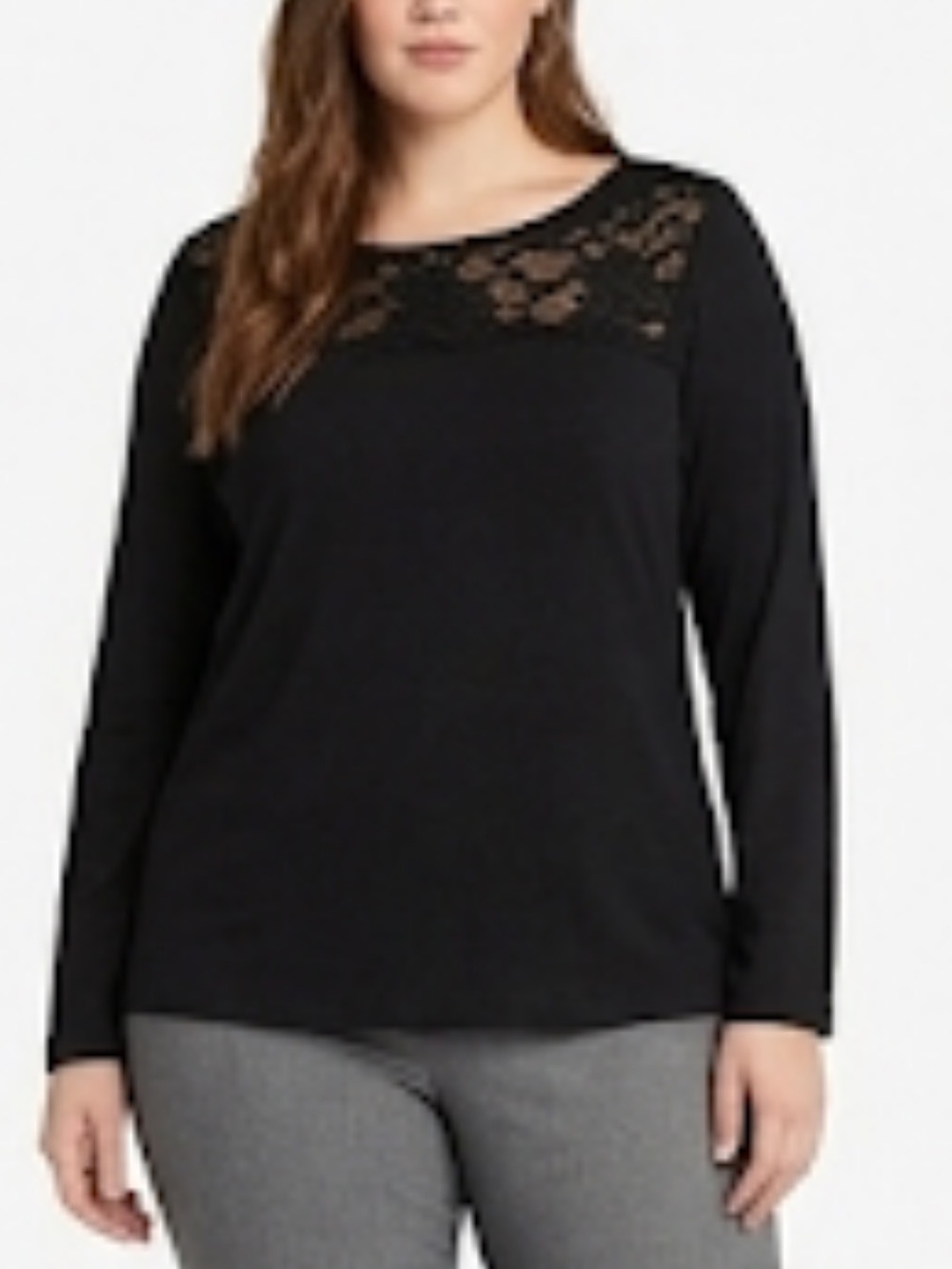 Bleeker & McDougal long sleeve Black flower lace accent top size S (3x$15)